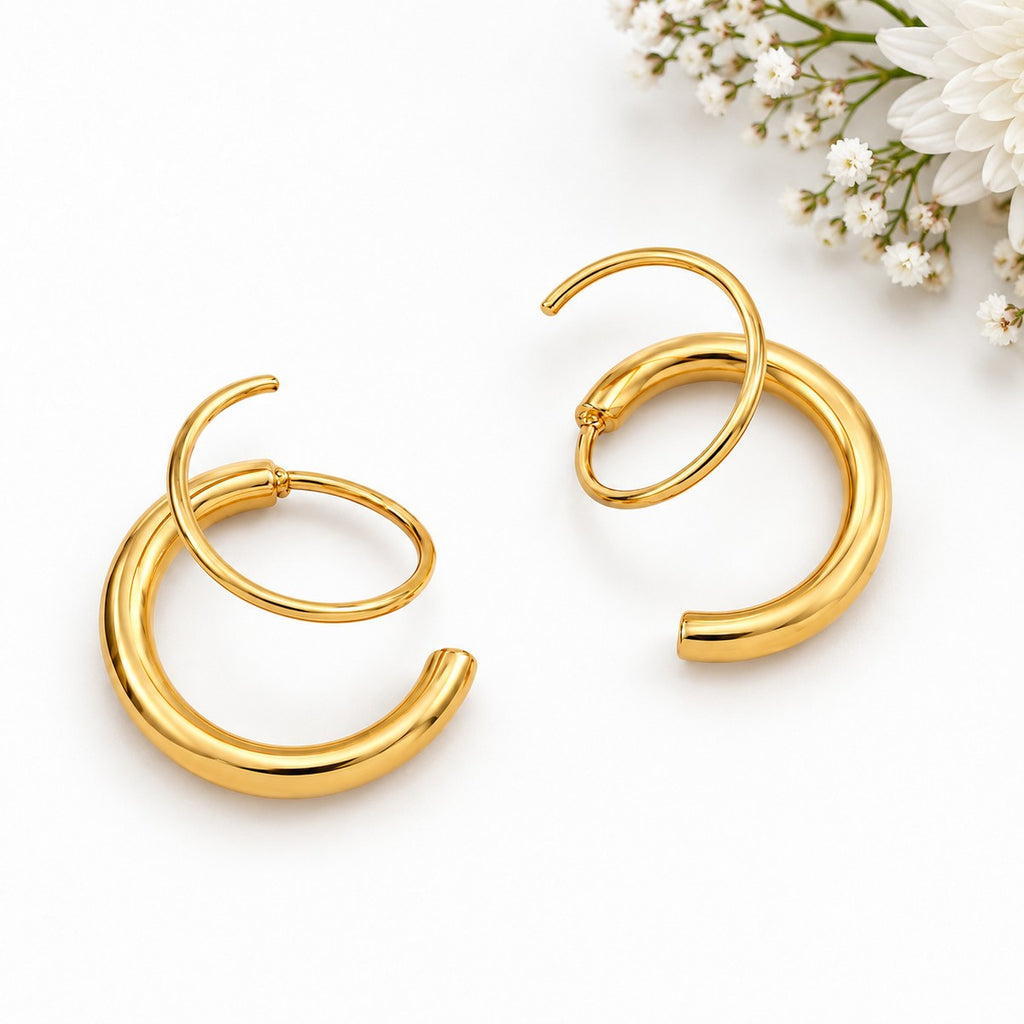 Anti Tarnish Double Hoop Earring