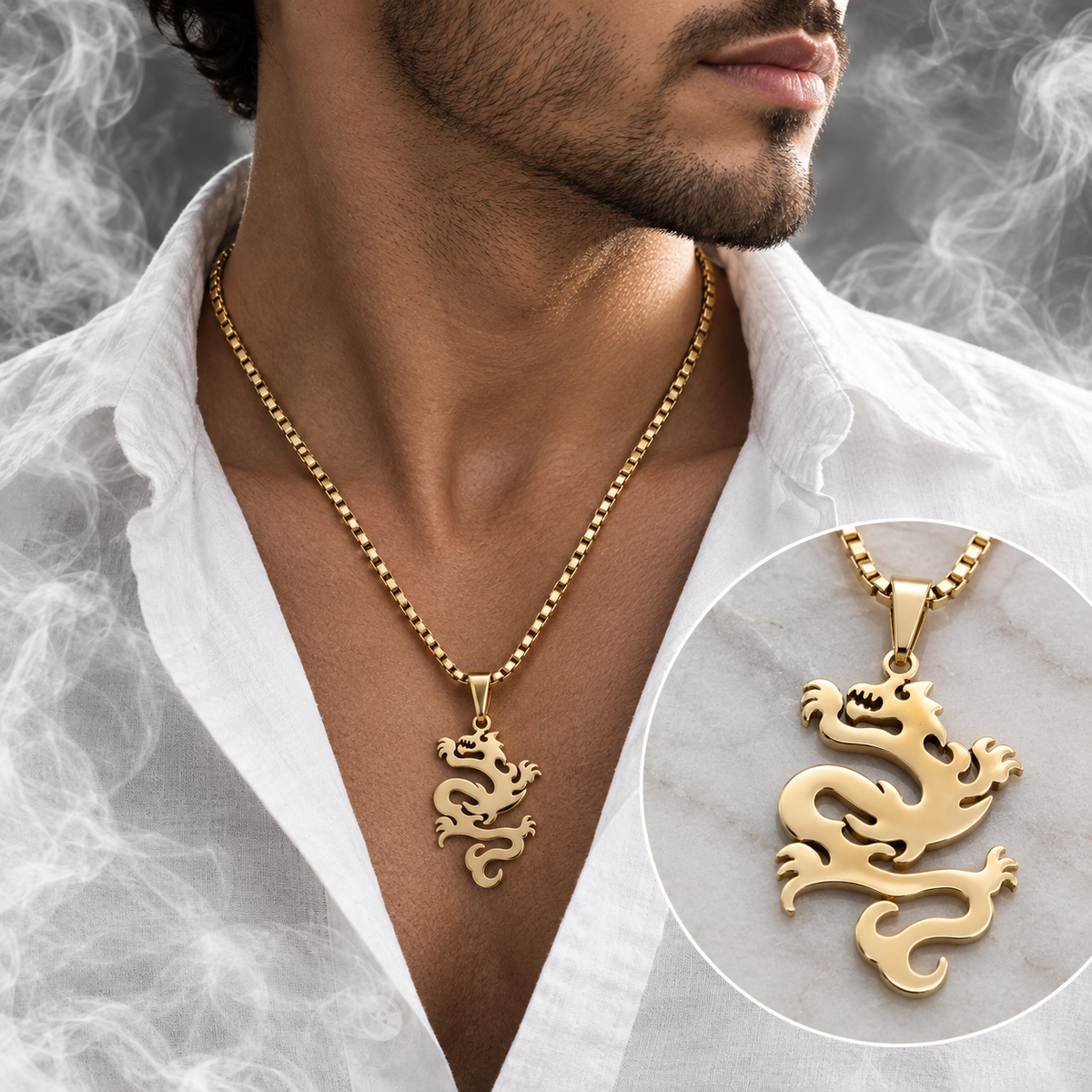 Stainless Steel Chain - Dragon Pendant