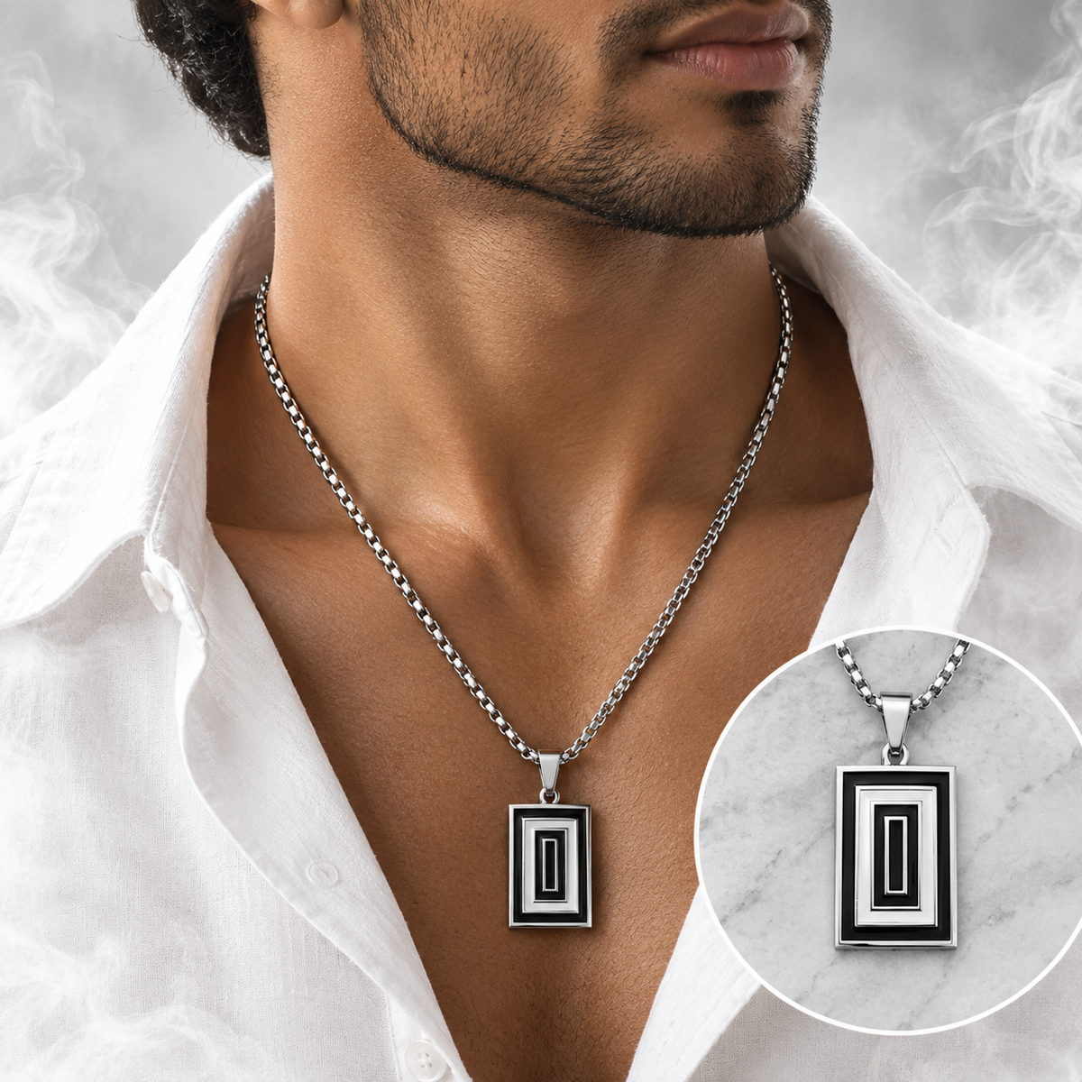 Stainless Steel Chain - Luxury Geometric Pendant