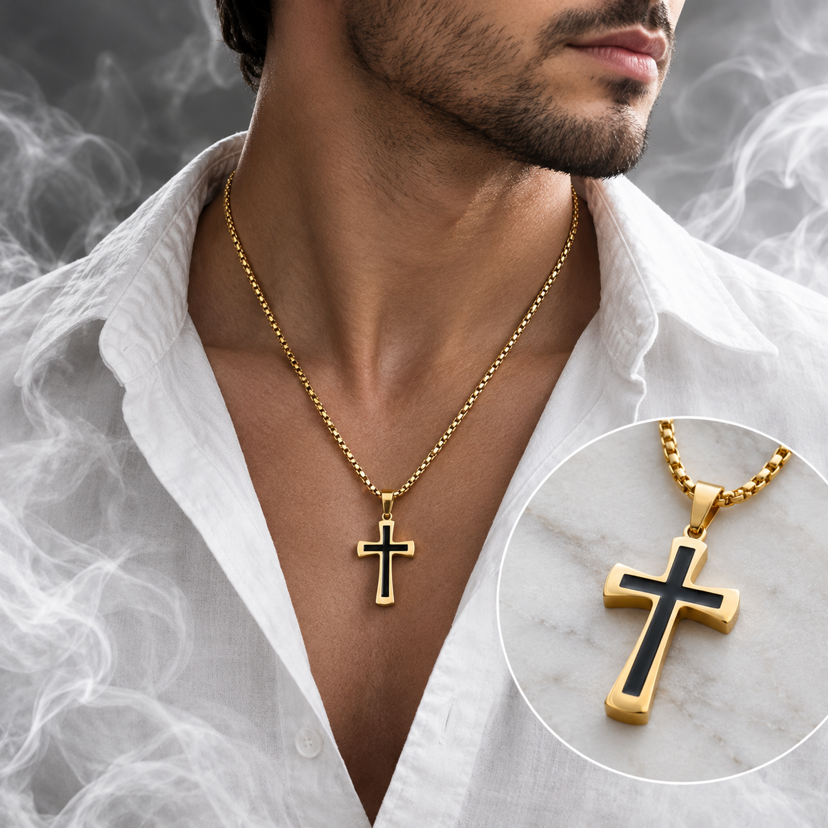 Stainless Steel Chain - Cross Pendant