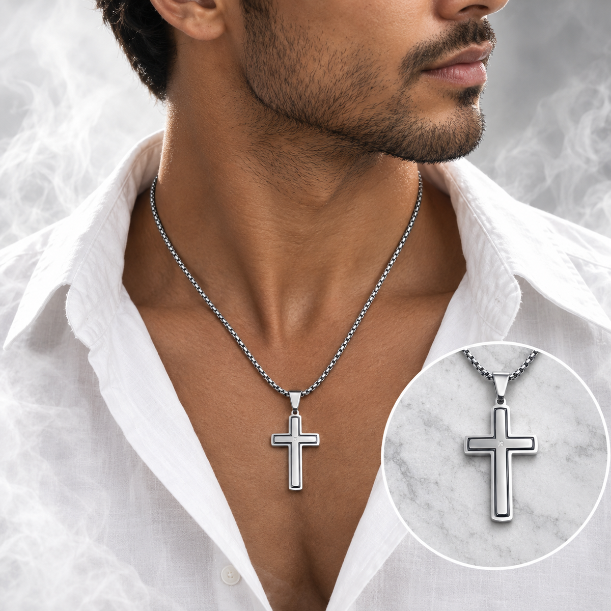 Stainless Steel Chain - Cross Pendant