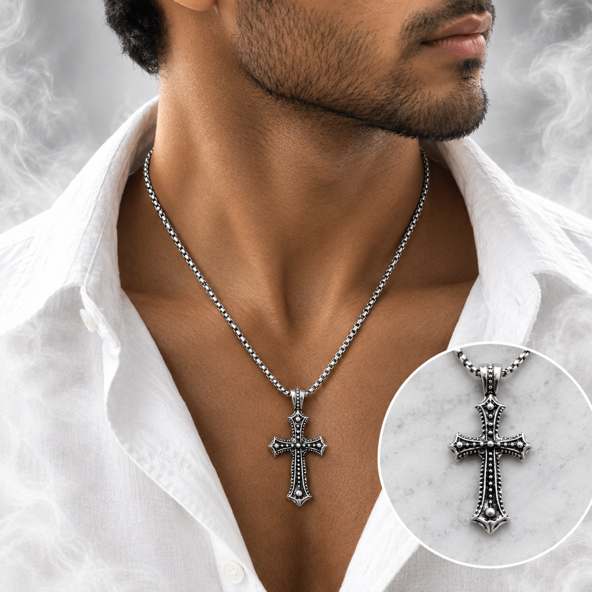 Stainless Steel Chain -   Cross Pendant
