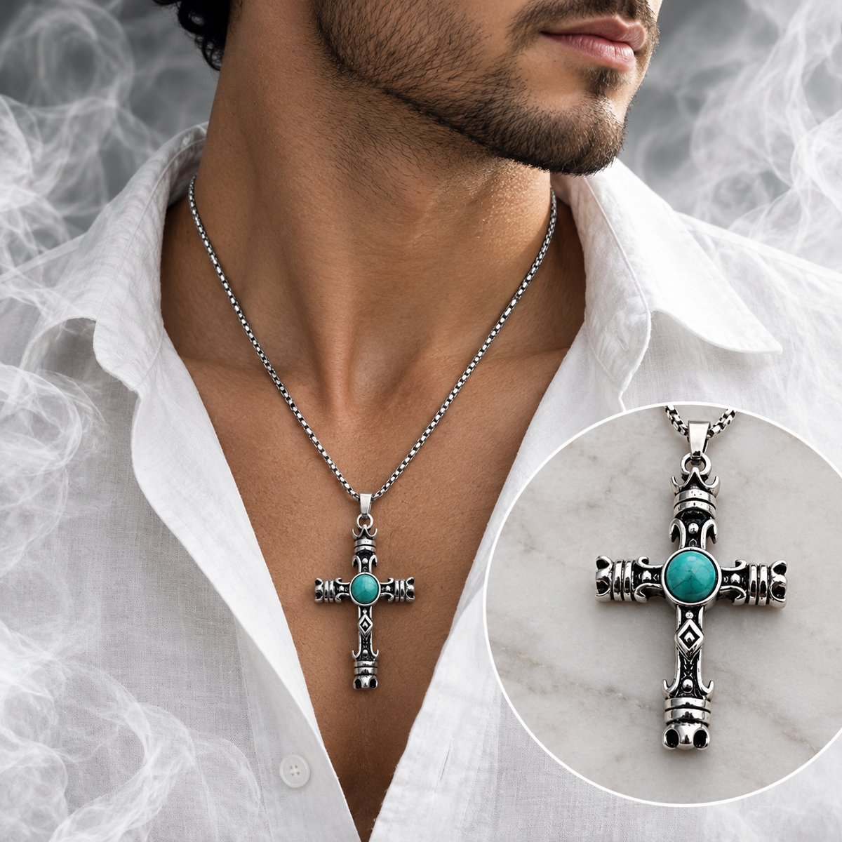 Stainless Steel Chain - Cross Pendant