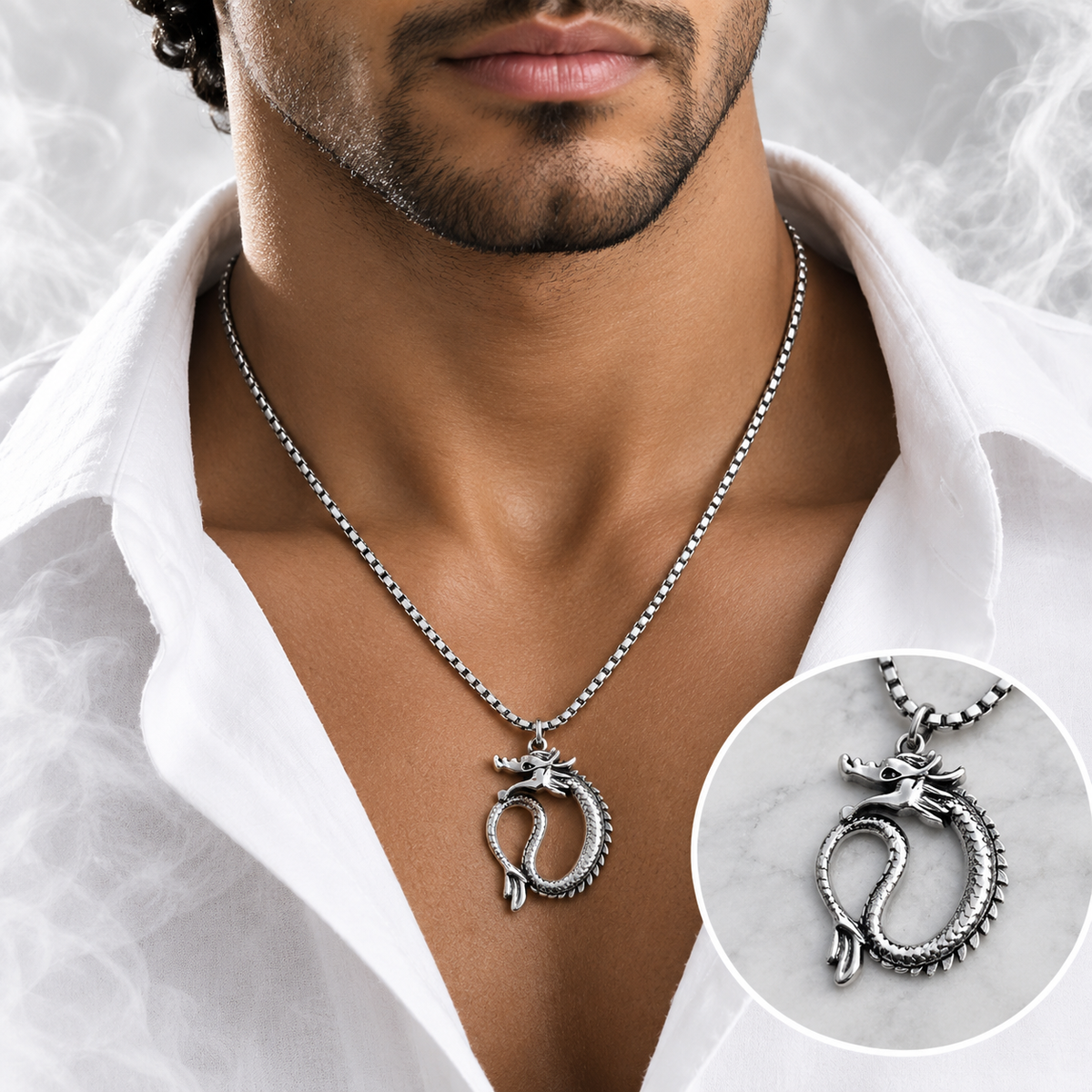 Stainless Steel Chain - Dragon Pendant