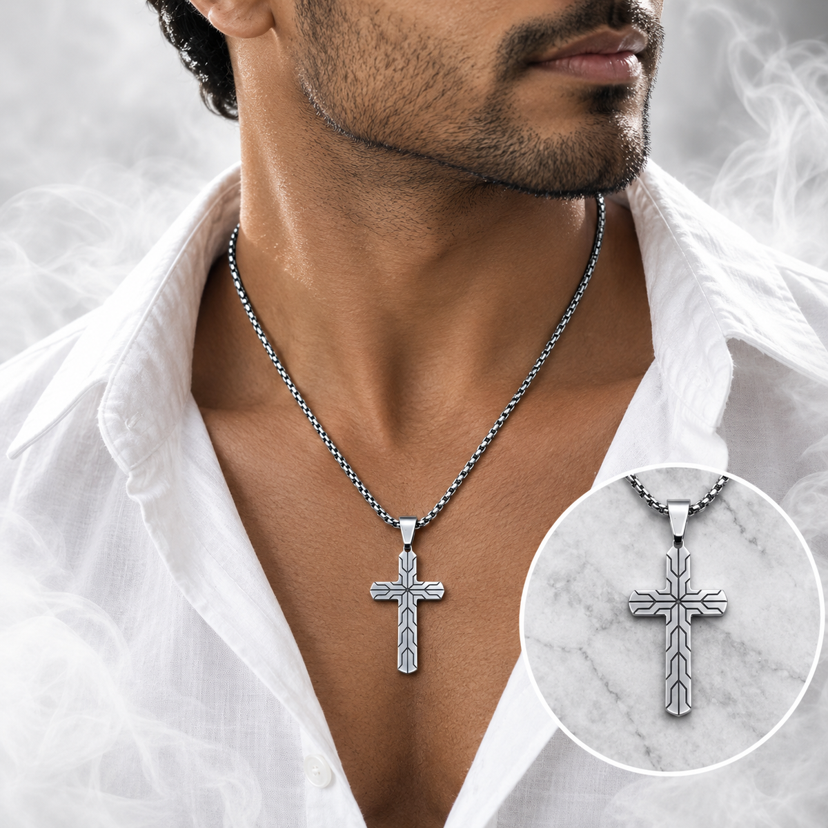 Stainless Steel Chain - Cross Pendant